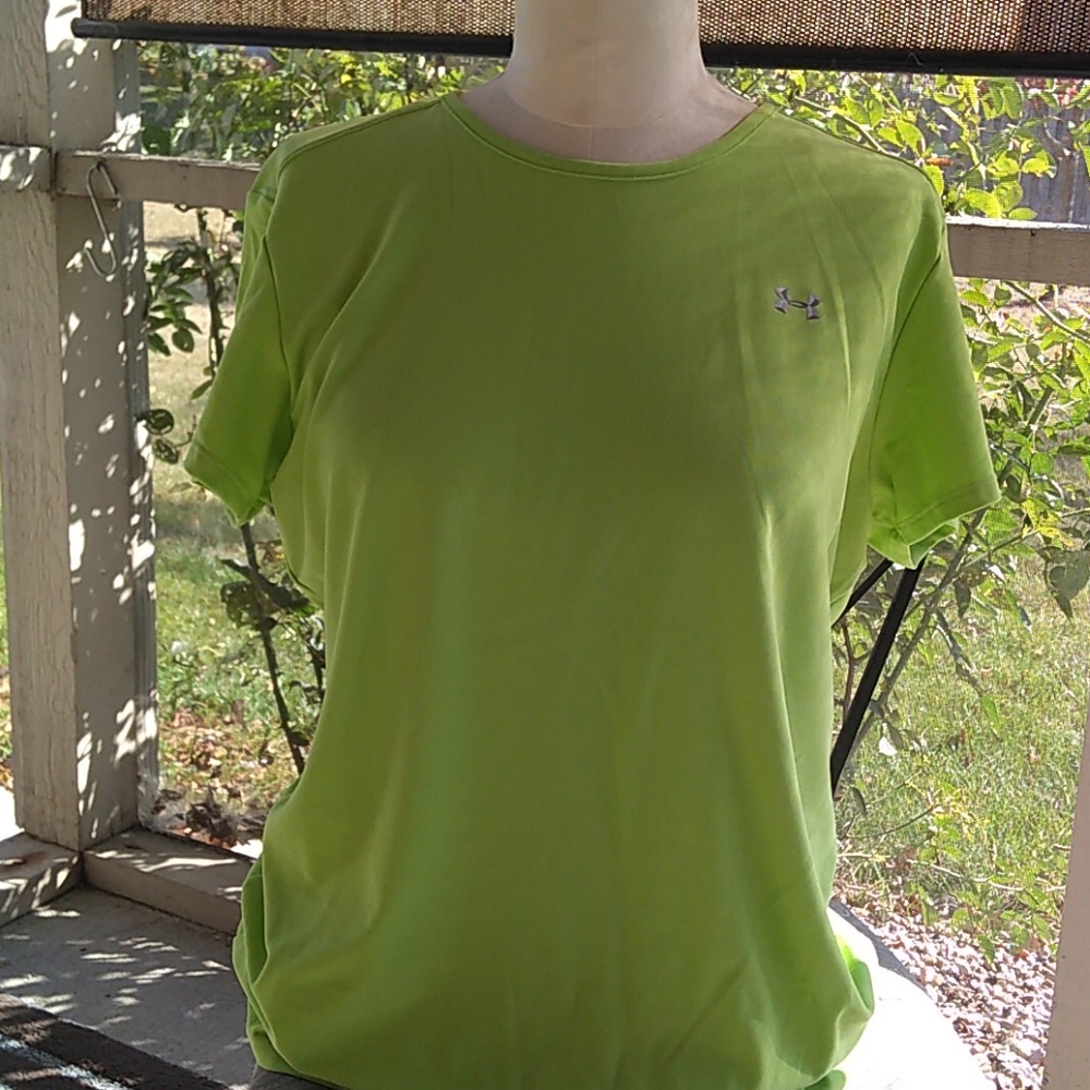Under armour heat gear lime green exercise top